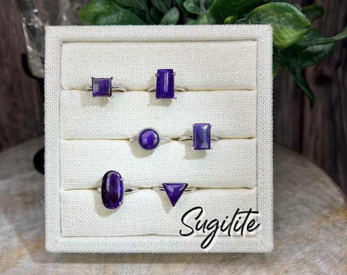 Gorgeous Purple Sugilite Ring, Sugilite Crystal, Genuine Sugilite, 925 Sterling Silver Adjustable Band (2)