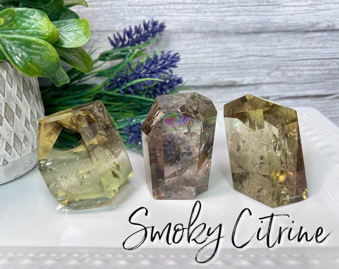 Beautiful Smoky Citrine Freeform with Rainbows, Smoky Citrine Freeform Tower, Smoky Citrine with Rainbows (1)