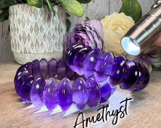 Amethyst Bracelet, Amethyst Soft Bangle Bracelet, Crown Chakra, Soothe Anxiety, Reduce Stress, and Promote Inner Peace (Set2)