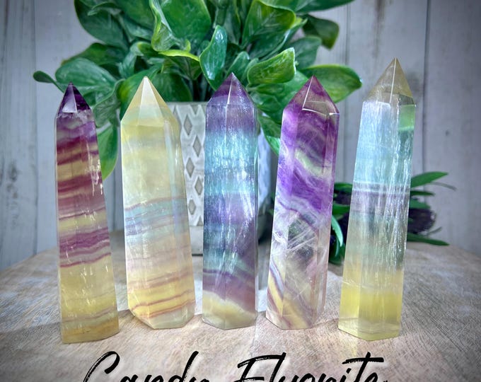 Beautiful Candy Fluorite Tower, Fluorite Tower, Fluorite Point, Small Fluorite Crystal Towers (3)