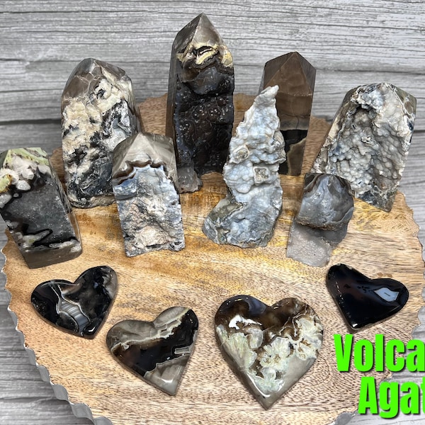 Volcanic Agate, Volcano Agate, UV Reactive Volcanic Agate, Root Chakra Stone