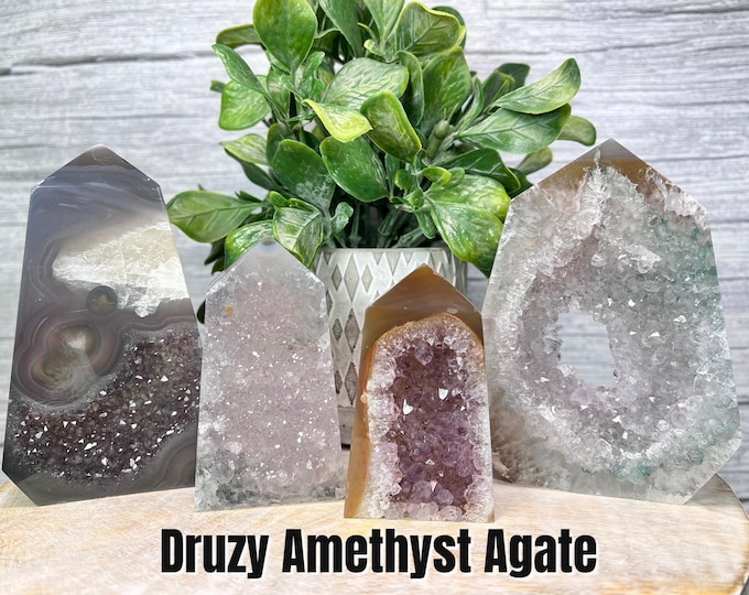 Sugar Druzy Amethyst Tower, Druzy Amethyst Agate,
