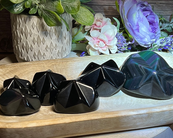 Rainbow Obsidian Star, Rainbow Obsidian 3D Star, Obsidian Rainbow