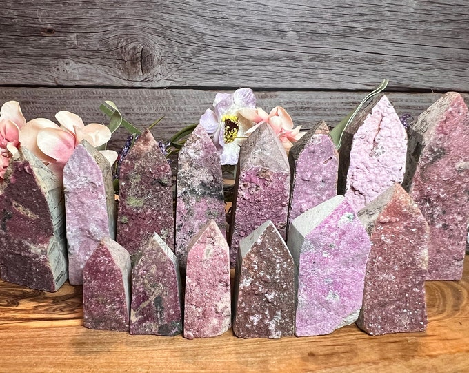 Cobalto Calcite Tower, Cobalto Calcite Point, Pink Cobalto Calcite, Cobaltoan Calcite, Druzy, Pinks and Purples