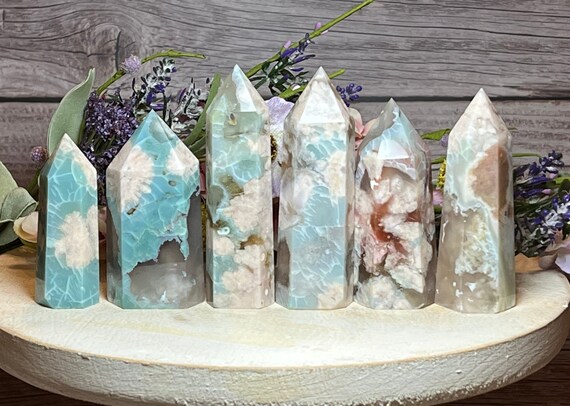 Green flower agate タワーセット C Green Flower Agate Tower, Flower Agate, Green Flower Agate, Cherry