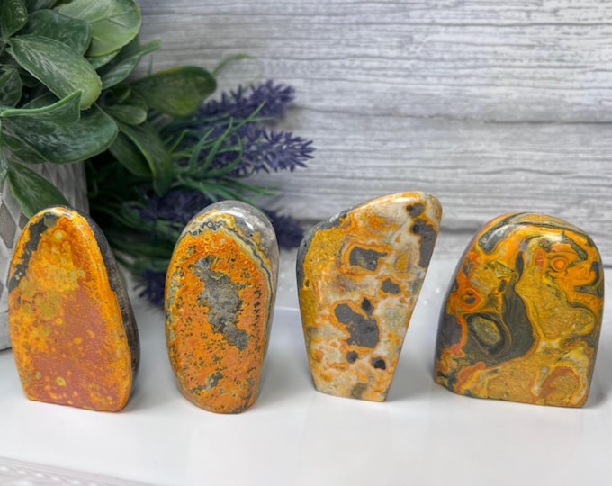 Yellow and Black Jasper Freeform, Yellow Black Jasper Self-Standing Freeform Carving