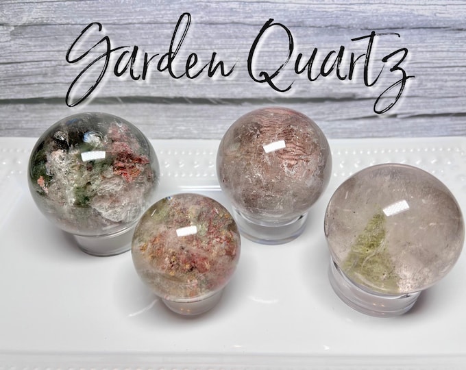 Garden Quartz Sphere, Lodolite Sphere, Thousand Layers Sphere, Inclusion Quartz Sphere, Rainbow Inclusions - Stand Included!