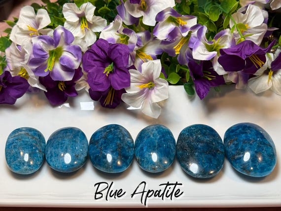 Blue Apatite Palm Stone, Blue Crystal Palm Stone
