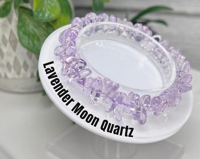 Beautiful Clear Lavender Moon Quartz Chips Bracelet, Lavender Moon Quartz chips around 14mm wide