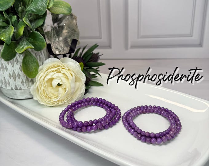 Phosphosiderite Wrap Bracelet or 20" (5mm) or 22" (5.5mm) Necklace, Phosphosiderite Necklace or Bracelet, Elastic String, Round Beads