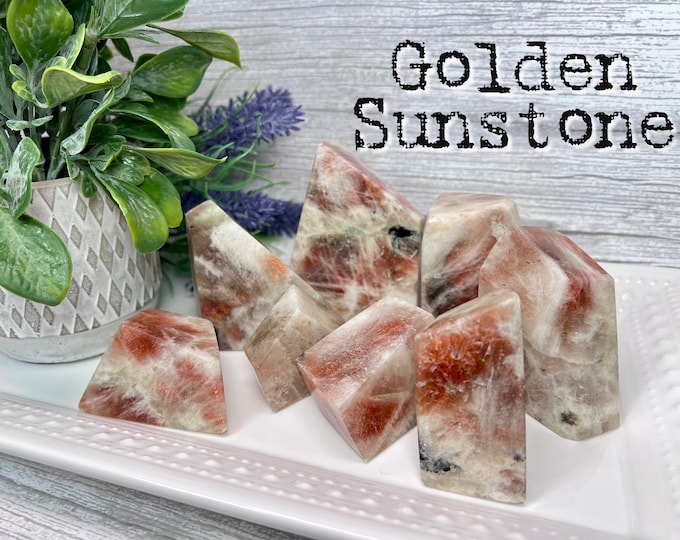 Golden Sunstone Freeform, Sunstone Freeform, Sunstone with Confetti Glitter