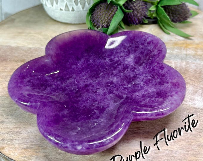 Beautiful Purple Fluorite Flower Bowl, Purple Fluorite Bowl, Purple Fluorite Dish