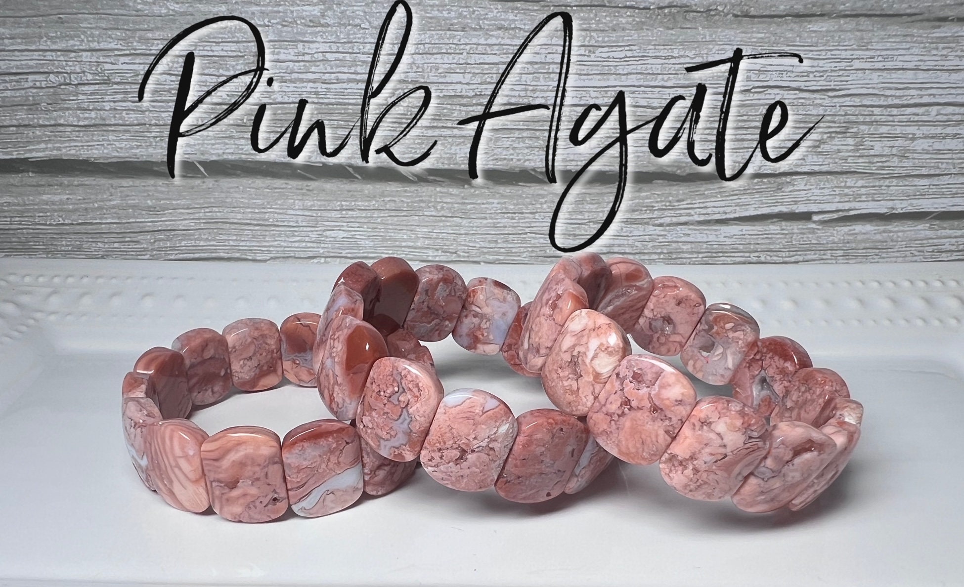 Pink Agate Bracelet • The Green Crystal