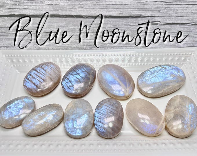 Blue Moonstone Palm Stone, Blue Moonstone Carving, Moonstone Palm Stone, Crystal Palm Stone