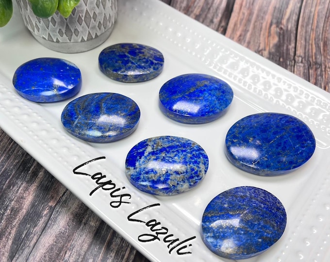 Lapis Lazuli with Pyrite Palm Stone, Lapis Lazuli Crystal with Pyrite Inclusions, Blue Crystal Palm Stone