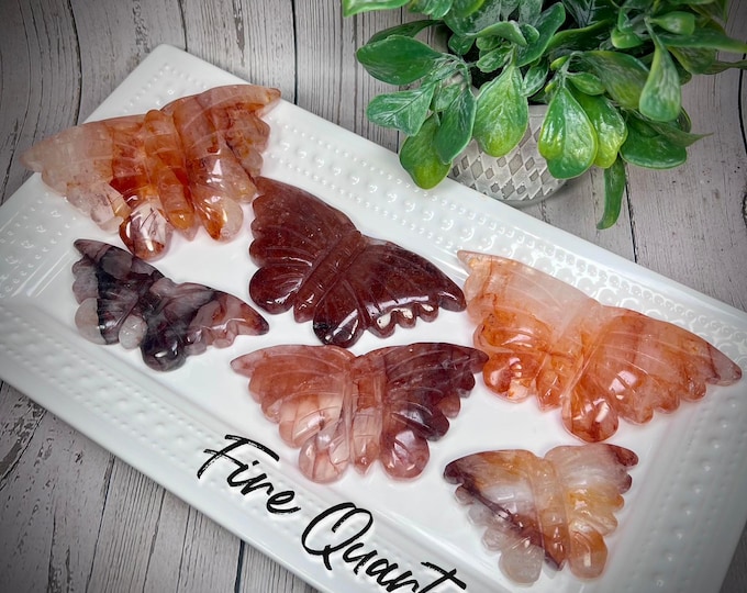 Fire Quartz Butterfly, Fire Quartz Carving, Crystal Butterfly, Fire Quartz Crystal, Hematoid Quartz