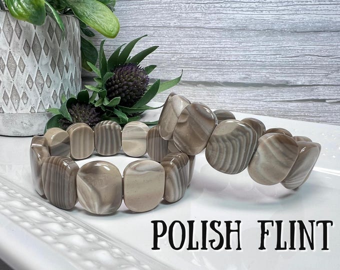 Polish Flint Soft Bangle Bracelet, Flint Bracelet, Stretchy Soft Bangle Striped Flint Bracelet