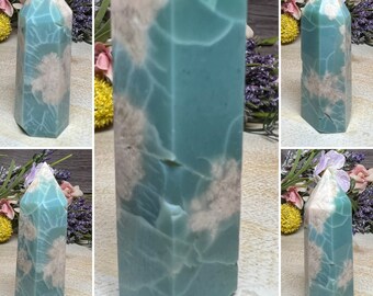 Green Flower Agate Tower, Flower Agate, Green Flower Agate, Cherry