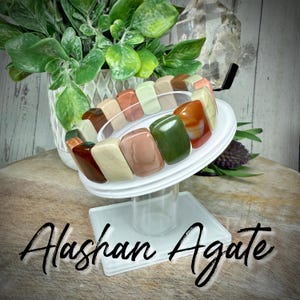 Colorful Alashan Agate Bracelet, Alashan Agate Soft Bangle Bracelet, Alxa Agate, Stretchy Bracelet