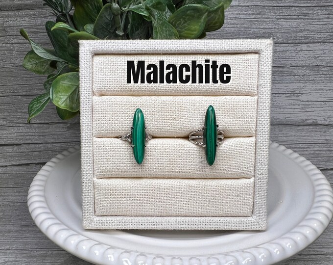 Unique Malachite Ring, Malachite Crystal, Genuine Malachite, 925 Silver Adjustable Band