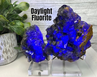 Blue Green Purple Daylight Fluorite Cluster Specimen, Daylight Fluorite with Pyrite, Fluorite Specimen, Fluorite Raw Stone, UV Reactive