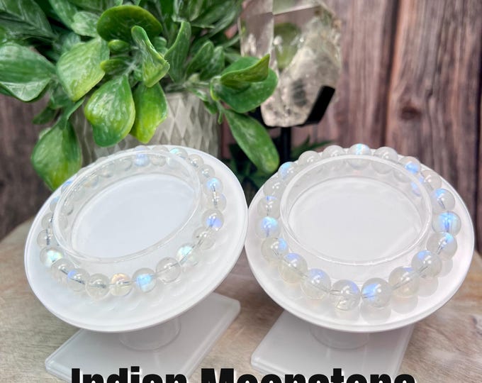 Beautiful Indian Moonstone Bracelet, High Quality Rainbow Moonstone Bracelet, Rainbow Moonstone from India, 7-8mm or 9-10mm Round Beads