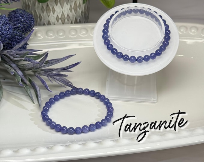 Beautiful Tanzanite Bracelet, Tanzanite Crystal, 6-7mm Round Beads, Elastic & Stretchy
