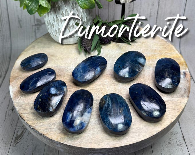 Dumortierite Palm Stone, Dumortierite Stone, Dumortierite Quartz, Small Crystal Palm Stone, Stone of Support
