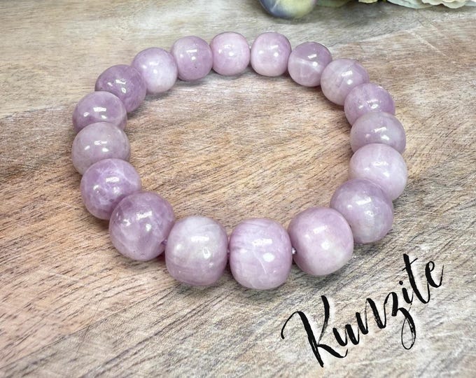 Kunzite Bracelet, Cat Eye Flash Purple Kunzite Crystal Bracelet, 12mm Barrel Beads