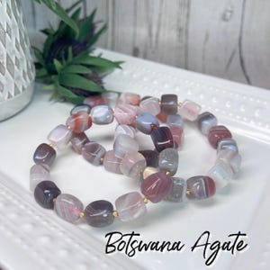 Botswana Agate Bracelet, Botswana Agate Crystal Cube Bracelet, Emotional Healing, Grounding Energy, Creativity & Focus