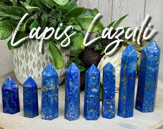 Lapis Lazuli with Pyrite Tower, Lapis Lazuli Crystal with Pyrite Inclusions, Blue Crystal Tower