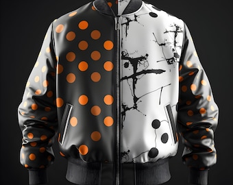 Chaqueta bomber reversible / Chaqueta urbana artística / Prendas de abrigo de moda extragrandes / Abrigo unisex llamativo