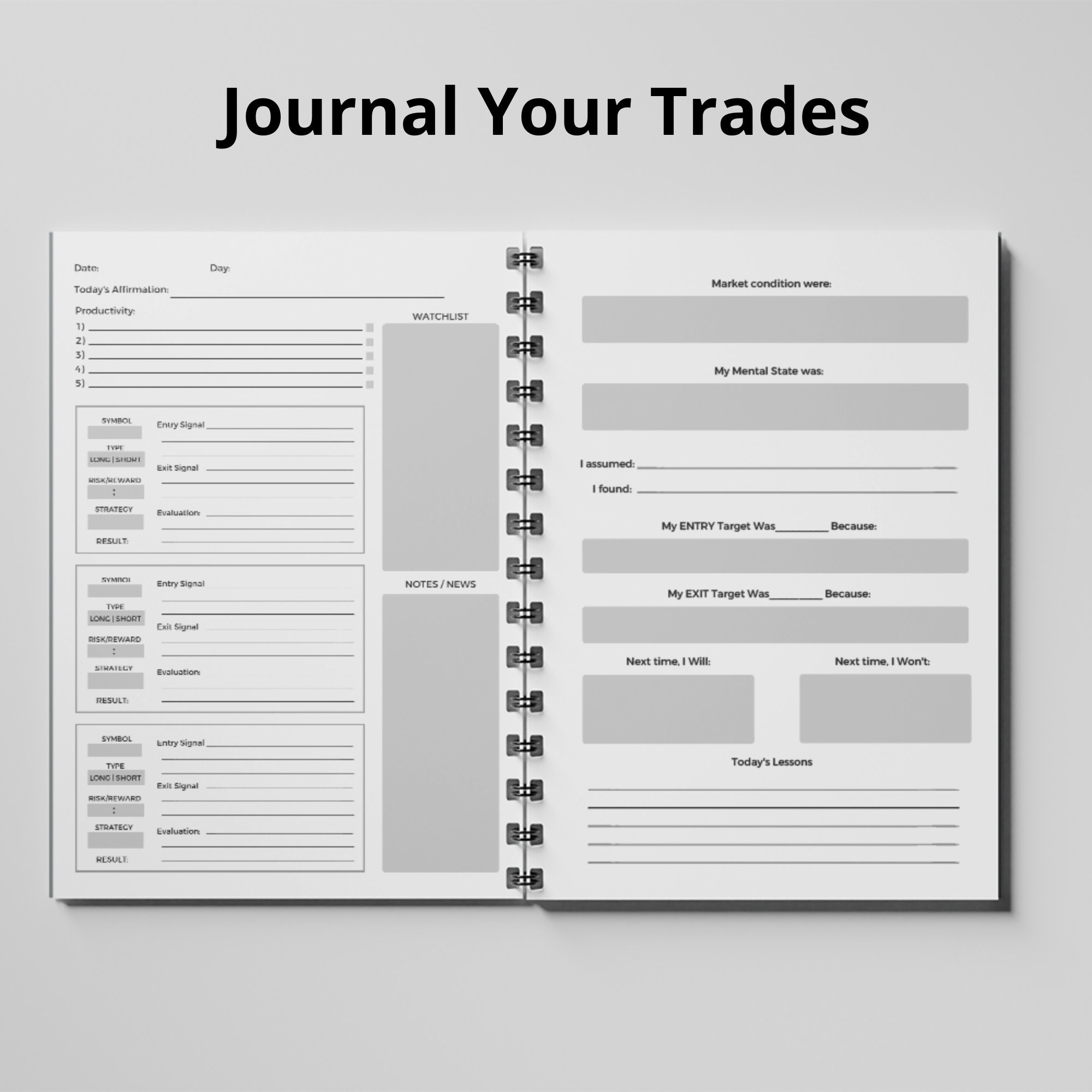 Daily Trading Journal - Etsy