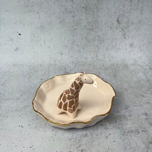 Ceramic Gold Ring Dish With Giraffe, Ring Holder, Pottery Jewelry Storage, Ring Catcher, Necklace Holder Organizer, Holiday Jewelry Stand image 6