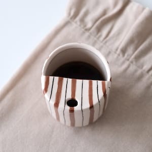 Travel Ceramic Tumbler, Minimalist To-go Cup, Hand Thrown Pottery Mug, Rustic Sip Mug, Lemonade Cup For Library, Vintage Brown Mug
