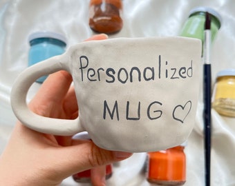 PERSONALIZED Mug, Ceramic Personalised Painted Mug, Custom Made Cup, Mug Wiht Name, Mug For Gift, Pottery Engraved Tumbler, Custom Order Mug