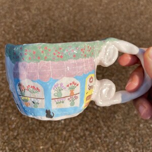 Aesthetic Hand Painted Flower Mug, Handmade Ceramic Floral Design Tea ...