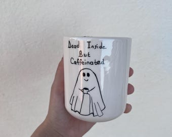 Halloween Travel Tumbler, Ceramic Ghost Mug