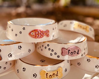 Personalized Ceramic Pet Bowl, Custom Dog Bowl, Personalized Cat Bowl