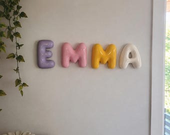 Personalized Ceramic Bubble Letters | Custom Nursery Name Sign | Kids Room Wall Decor | Handmade Colorful Letter Decor | Baby Name Gift