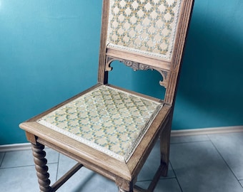 Chaise Gründerzeit ancienne, XIXe siècle | Chaise capitonnée de style historiciste | Chaise de salle à manger vintage