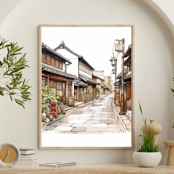 Digital Prints. Kyoto Historic Streets. Kyoto Digital. Print, Japan Wall Art, Japan Art Print, Printable Art, Japanese Art, Travel Gift