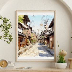 Digital Art Print. Kyoto Digital Art. Machiya Magic: Kyoto's Historic Streets. Captivating Prints. Blend of Old & New.