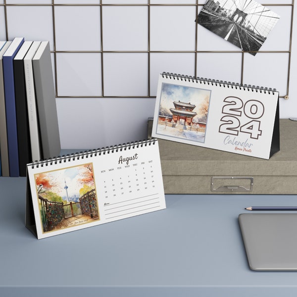 Charming Mini Desk Calendar with Korean Digital Prints - Perfect for Your Workspace or Gifting