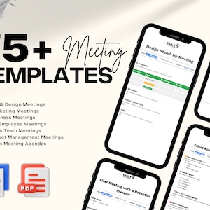 75+ COMPLETE vergaderagenda-sjabloonbundel, vergaderplanner, vergadernotities, marketingplan, bedrijfsplan, afdrukbaar, digitale download
