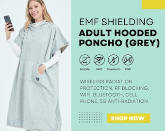 EMF Protection Hooded Poncho | Adult Silver Lined Blanket (Grey)