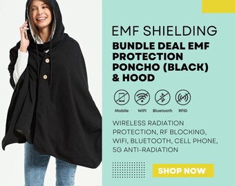 EMF Protection Poncho and Hood Set, Silver Lined Faraday Fabric
