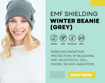 EMF Protection Winter Beanie (Grey) | Silver Lined, 5G Blocking