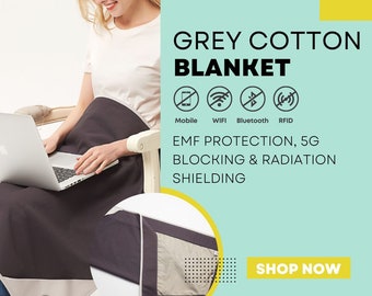 Radia Smart® Grey Cotton Blanket | EMF Protection, Anti-Radiation, Silver lined, Faraday, Fertility Health, 5g