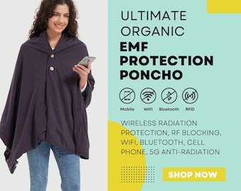 Organic Cotton EMF Protection Poncho, Silver Lined, 5G Blocking
